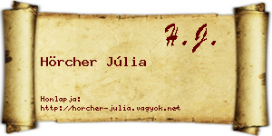 Hörcher Júlia névjegykártya